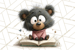 Bookish Bears PNG Clipart, Cozy Bear Reading, Cute Cartoon Product Image 4