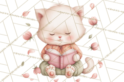 Valentine Animals Reading Books Clipart, Heart Storytime PNG Product Image 4