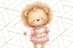 Valentine Safari Animal Clipart PNG, Watercolor Elephant Png Product Image 3