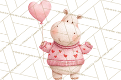 Valentine Safari Animal Clipart PNG, Watercolor Elephant Png Product Image 4
