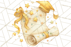 Graduation Diploma Clipart PNG, Whimsical Diploma Scroll Product Image 5