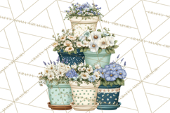 Spring Garden Clipart, Watering Cans, Flower Pots, Gardening Product Image 5