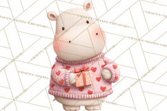 Valentine Safari Animal Clipart PNG, Watercolor Elephant Png Product Image 5