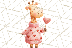 Valentine Safari Animal Clipart PNG, Watercolor Elephant Png Product Image 3