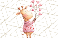 Valentine Safari Animal Clipart PNG, Watercolor Elephant Png Product Image 4