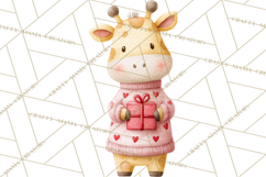 Valentine Safari Animal Clipart PNG, Watercolor Elephant Png Product Image 5