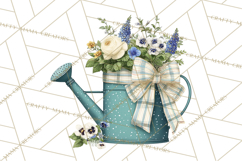 Spring Garden Clipart, Watering Cans, Flower Pots, Gardening Product Image 2