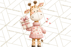 Valentine Safari Animal Clipart PNG, Watercolor Elephant Png Product Image 2