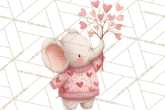 Valentine Safari Animal Clipart PNG, Watercolor Elephant Png Product Image 3