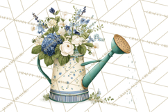 Spring Garden Clipart, Watering Cans, Flower Pots, Gardening Product Image 3