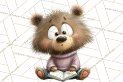 Bookish Bears PNG Clipart, Cozy Bear Reading, Cute Cartoon Product Image 5