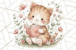 Valentine Animals Reading Books Clipart, Heart Storytime PNG Product Image 5