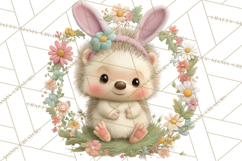 Watercolor Easter Animals Clipart, Cute Animals in Nests Png Product Image 2