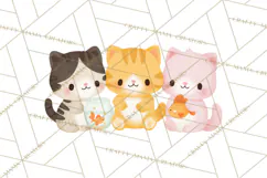Kawaii Cat Clipart, Cute Kitten PNG, Fun Cat Illustrations Product Image 2