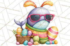 Easter Bunny Clipart, Spring Animals PNG, Colored Eggs Product Image 2