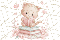 Valentine Animals Reading Books Clipart, Heart Storytime PNG Product Image 2