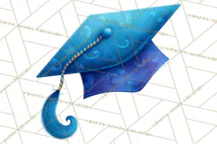 Graduation Cap Clipart PNG, Whimsical Graduation Hat Tassel Product Image 3