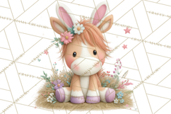 Watercolor Easter Animals Clipart, Cute Animals in Nests Png Product Image 3