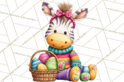 Easter Bunny Clipart, Spring Animals PNG, Colored Eggs Product Image 3