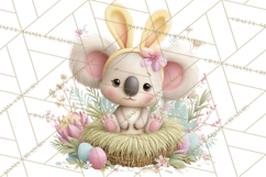 Watercolor Easter Animals Clipart, Cute Animals in Nests Png Product Image 4