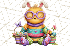 Easter Bunny Clipart, Spring Animals PNG, Colored Eggs Product Image 4