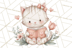 Valentine Animals Reading Books Clipart, Heart Storytime PNG Product Image 4