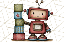Adorable Robots Clipart, Playful Toy Robot Clip Art PNG Product Image 3