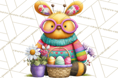 Easter Bunny Clipart, Spring Animals PNG, Colored Eggs Product Image 5