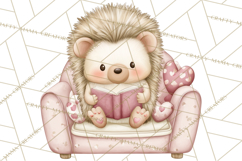 Valentine Animals Reading Books Clipart, Heart Storytime PNG Product Image 2