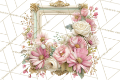 Vintage Frame Clipart, Romantic Keepsakes PNG, Watercolor Product Image 3