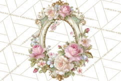 Vintage Frame Clipart, Romantic Keepsakes PNG, Watercolor Product Image 4