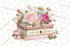 Vintage Frame Clipart, Romantic Keepsakes PNG, Watercolor Product Image 4