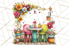 Pink Purple Spring Clipart, Floral Cottage, Butterflies PNG Product Image 4