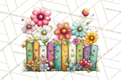 Pink Purple Spring Clipart, Floral Cottage, Butterflies PNG Product Image 5