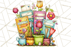 Pink Purple Spring Clipart, Floral Cottage, Butterflies PNG Product Image 2