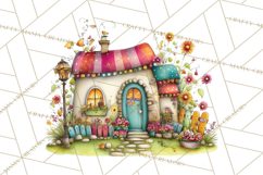 Pink Purple Spring Clipart, Floral Cottage, Butterflies PNG Product Image 3