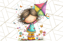 Pink Purple Spring Clipart, Floral Cottage, Butterflies PNG Product Image 5