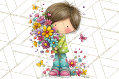 Pink Purple Spring Clipart, Floral Cottage, Butterflies PNG Product Image 2