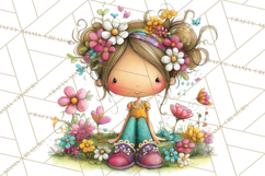 Pink Purple Spring Clipart, Floral Cottage, Butterflies PNG Product Image 3