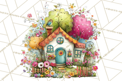 Pink Purple Spring Clipart, Floral Cottage, Butterflies PNG Product Image 3