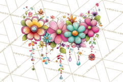 Pink Purple Spring Clipart, Floral Cottage, Butterflies PNG Product Image 5