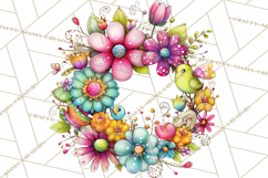 Pink Purple Spring Clipart, Floral Cottage, Butterflies PNG Product Image 2