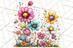 Pink Purple Spring Clipart, Floral Cottage, Butterflies PNG Product Image 3