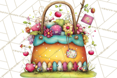 Pink Purple Spring Clipart, Floral Cottage, Butterflies PNG Product Image 4