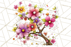 Pink Purple Spring Clipart, Floral Cottage, Butterflies PNG Product Image 5