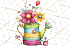 Pink Purple Spring Clipart, Floral Cottage, Butterflies PNG Product Image 2