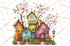 Pink Purple Spring Clipart, Floral Cottage, Butterflies PNG Product Image 4