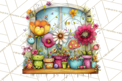 Pink Purple Spring Clipart, Floral Cottage, Butterflies PNG Product Image 5