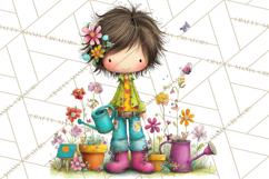 Pink Purple Spring Clipart, Floral Cottage, Butterflies PNG Product Image 2