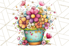 Pink Purple Spring Clipart, Floral Cottage, Butterflies PNG Product Image 5